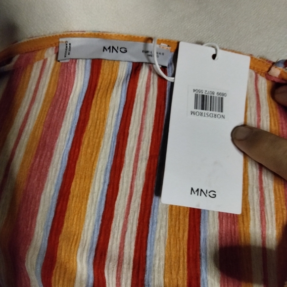 MNG Mango Vibrant Striped Twist Front Flowy Maxi Dress Size 8 NWT - Picture 9 of 10